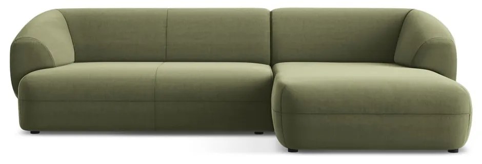 Zelená zamatová rohová pohovka (pravý roh) Moana – Makamii