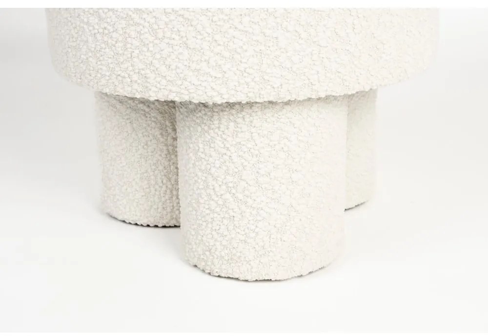 Biely taburet z textílie buklé Marcos – White Label