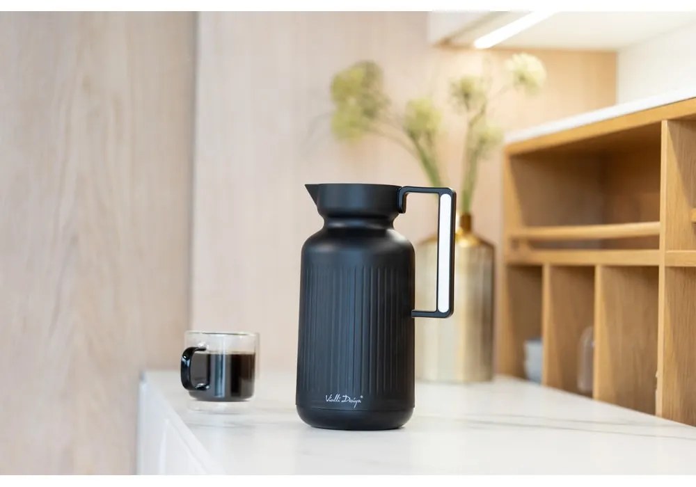 Matne čierna termoska 1 l Lungo – Vialli Design