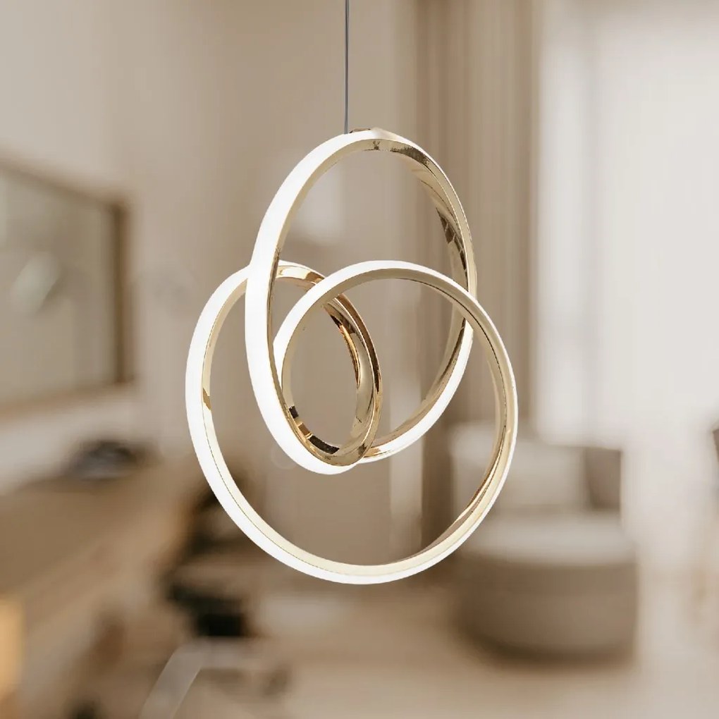 Toolight Toolight, LED závesné svietidlo 25x30cm, 24W, 4000K, G076-1CP, zlatá lesklá, OSW-08650