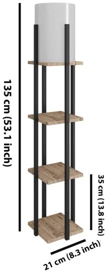 Stojacia lampa s poličkami NORA 1xE27/40W/230V čierna/hnedá
