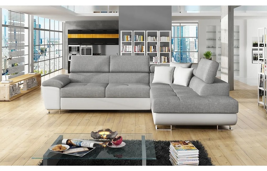 Rohová sedačka Alvin, Dostupné poťahy: ekokoža Soft 017 + Uttario Velvet 2971 + Kronos 02, Strana: ľavá