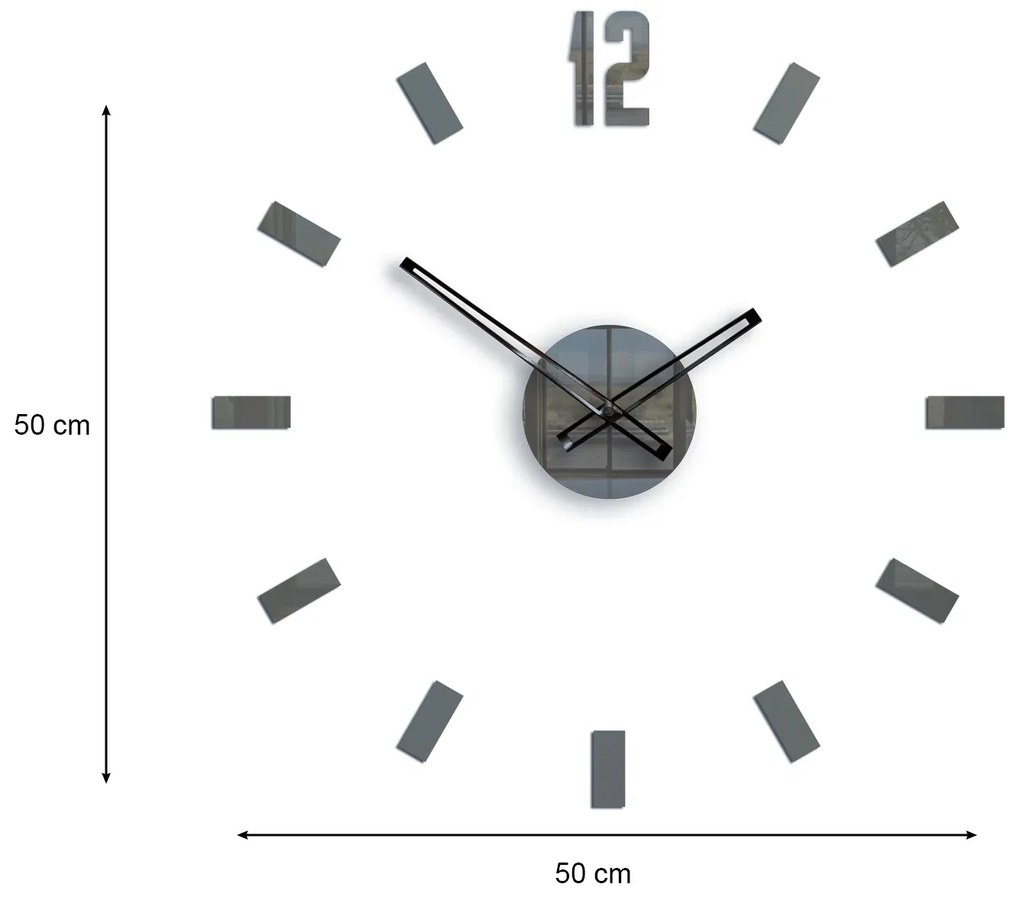 Nástenné samolepiace hodiny Point 50 cm sivé