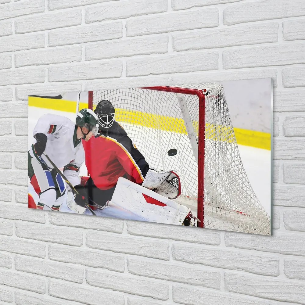 Obraz na skle brána hokej 125x50 cm