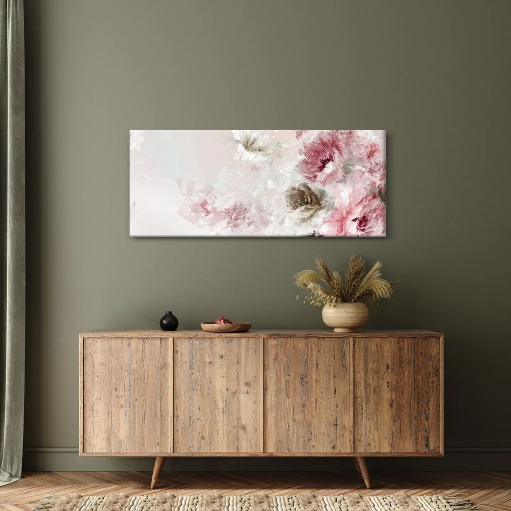 Obraz - Maľba ružových kvetov (120x50 cm)
