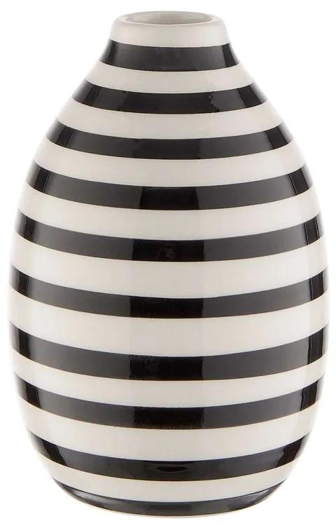 Butlers CARO Váza prúžkovaná 9 cm - biela/čierna