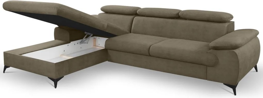 Rohová sedacia súprava Scala, hnedá látka, ľavý roh