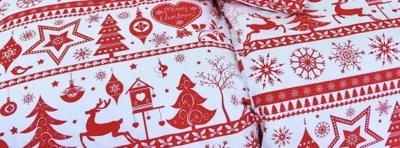 Obliečky bavlnené Vianočné obliečky Christmas červené - 1x Vankúš 90x70cm, 1x Paplón 140x200cm
