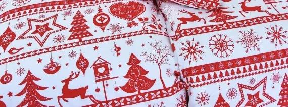 Obliečky bavlnené Vianočné obliečky Christmas červené TiaHome - 1x Vankúš 90x70cm, 1x Paplón 140x200cm