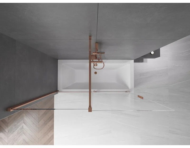 Mexen Velar, 2-krídlová posuvná vaňová zástena 170 x 150 cm, 8mm číre sklo, ružové zlato, 896-170-000-01-60