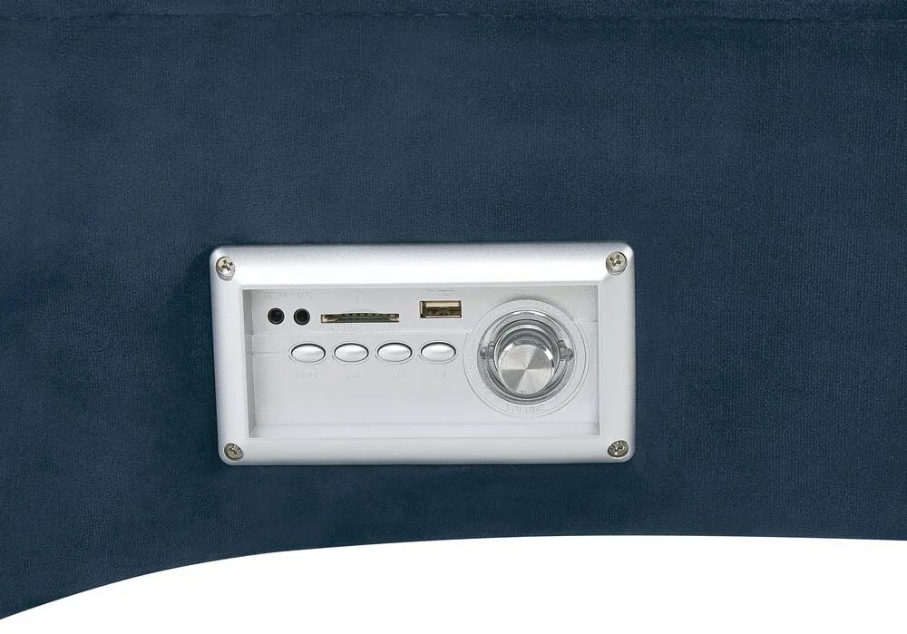 Zamatová leňoška s Bluetooth reproduktorom a USB portom modrá SIMORRE Beliani