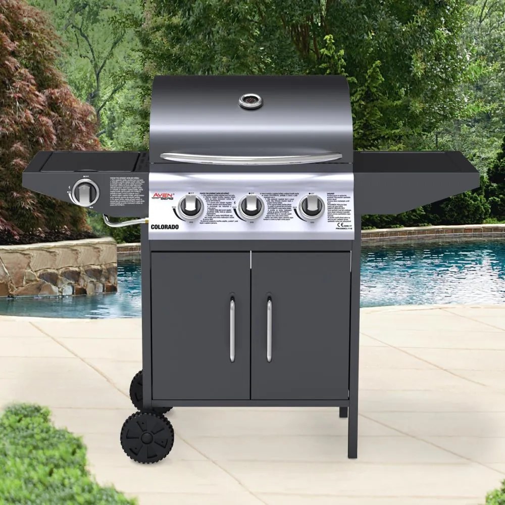 Plynový nerezový BBQ gril s bočným horákom Avenberg COLORADO