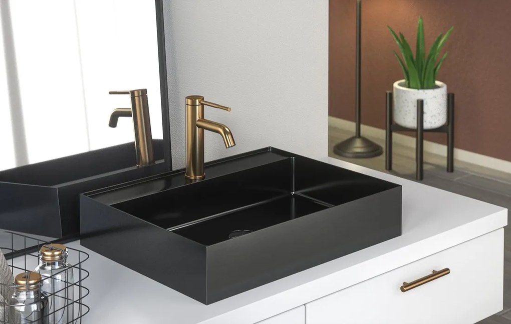 Sapho Sapho, AURUM nerezové umývadlo, priemer 38cm, vrátane výpuste, gun metal, AU101