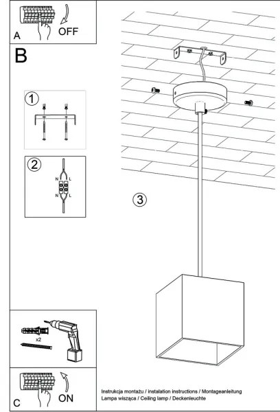 Luster na lanku QUAD 1 1xGU10/40W/230V šedá