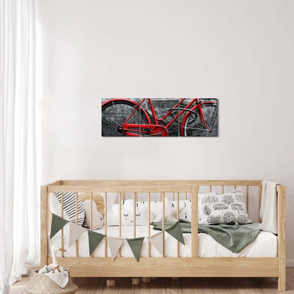 Obraz - Historický bicykel (s hodinami) (90x30 cm)
