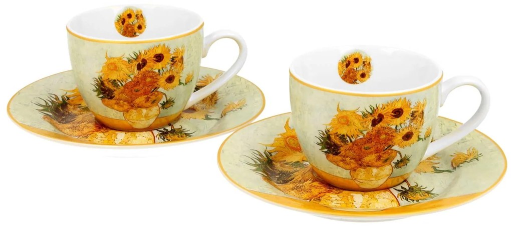 Porcelánová šálka s podšálkou Van Gogh Sunflowers 90 ml sada 2ks