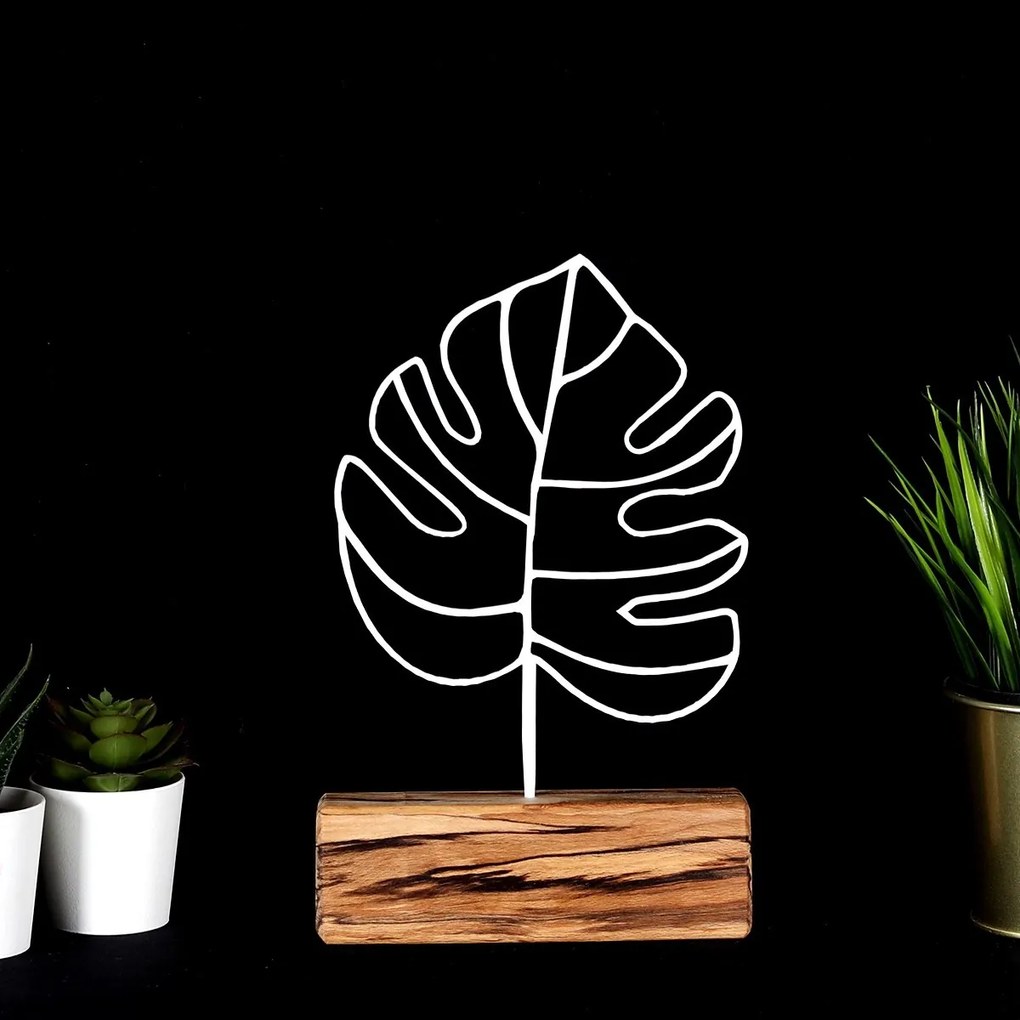 Kovová dekorácia Thin Leaf 28 cm biela
