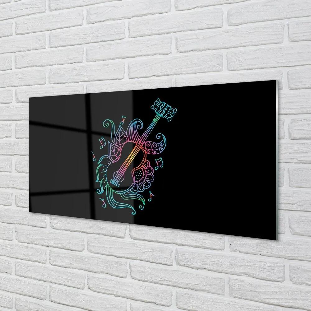 Obraz na skle poznámky farebné gitary 100x50 cm