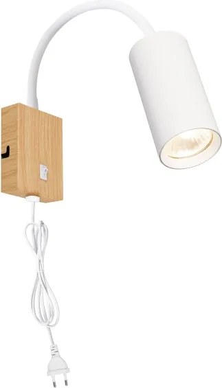 Brilagi - Flexibilná nástenná lampa SELE 1xGU10/30W/230V biela/dubový dekor