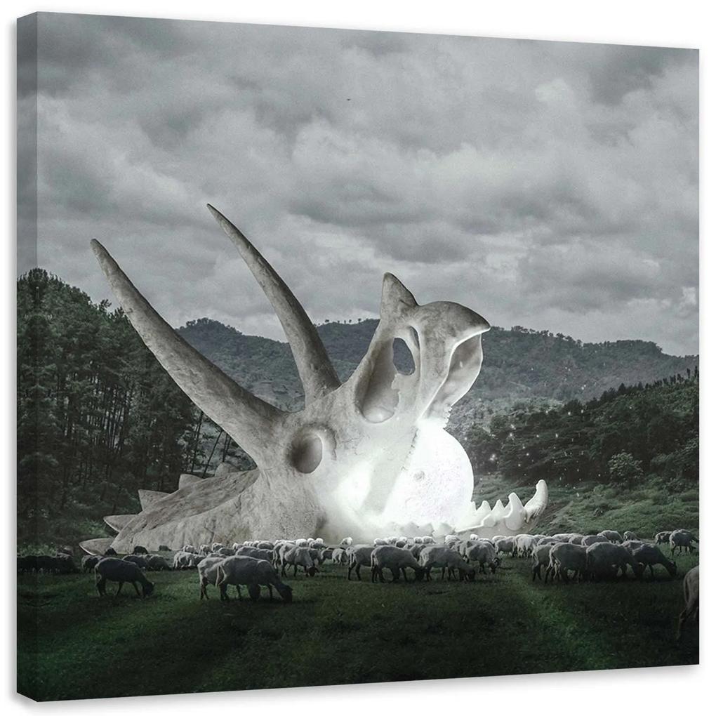Gario Obraz na plátne Lebka na pastve - Zehem Chong Rozmery: 30 x 30 cm