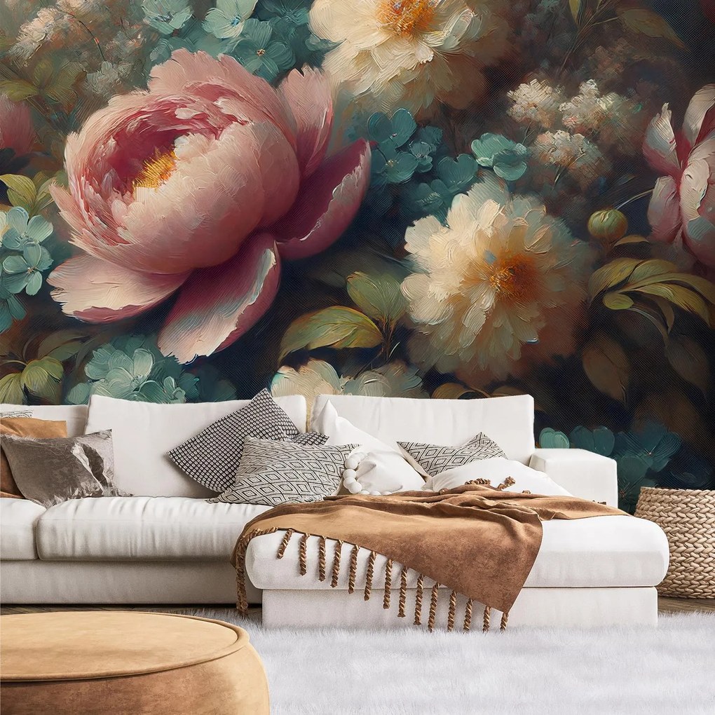 Fototapeta - Zátišie s kvetmi - maľba (147x102 cm)