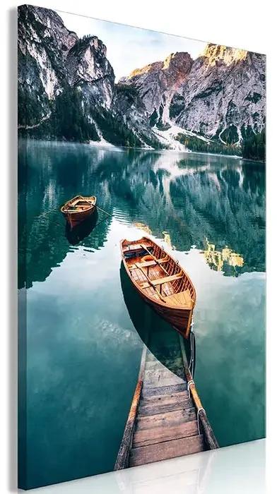 Obraz - Boats In Dolomites (1 Part) Vertical Veľkosť: 40x60, Verzia: Na talianskom plátne