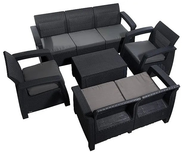 DEOKORK Záhradná ratanová zostava CORFU SUN antracit