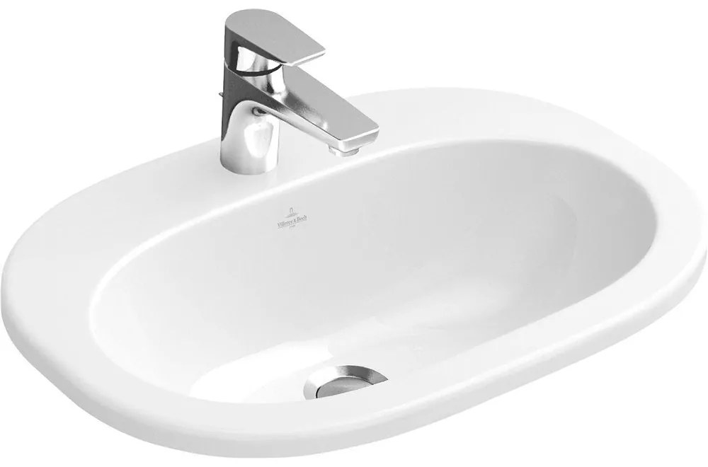 VILLEROY &amp; BOCH O.novo zápustné umývadlo s otvorom, bez prepadu, 560 x 405 mm, biela alpská, s povrchom CeramicPlus, 416157R1