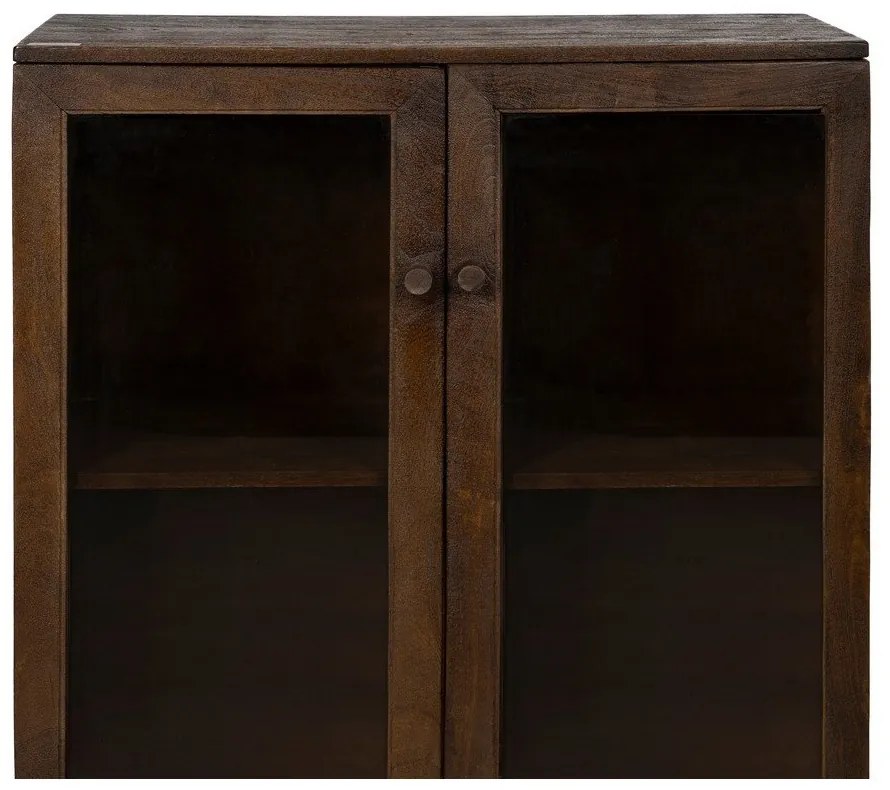 Hnedá vitrína z mangového dreva 80x100x40 cm Ravi – Ixia