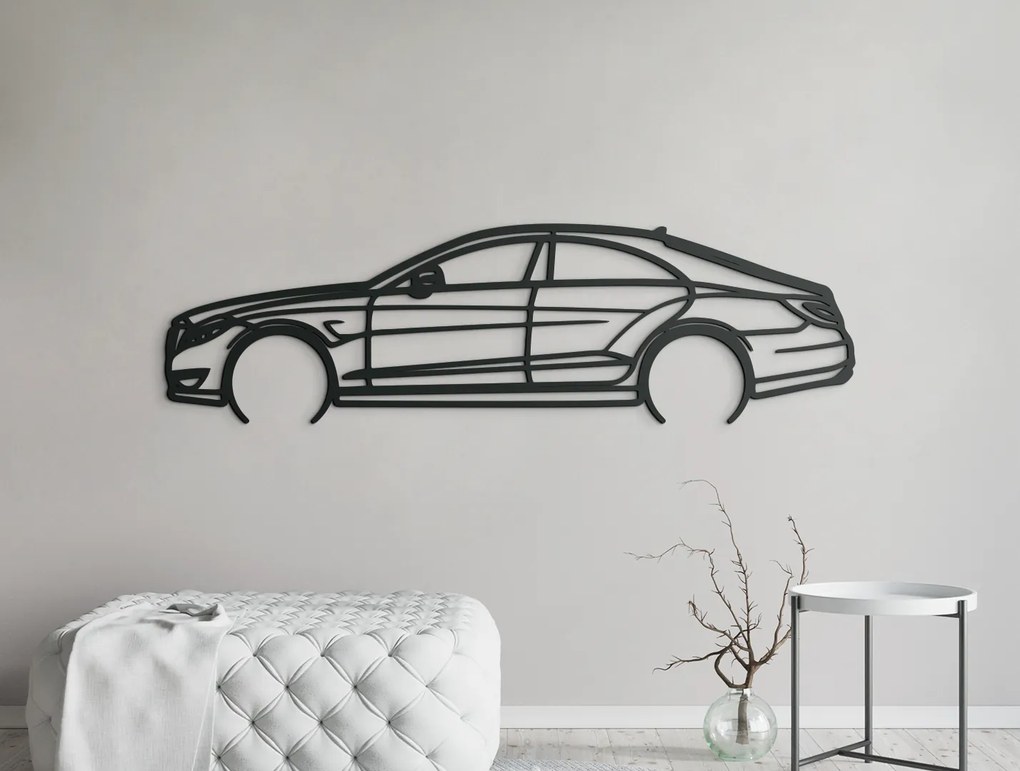 drevko Drevená nálepka na stenu Mercedes CLS63 AMG Rozmer obrazu: 25 x 86 cm, Farba dekorácie: Čierna