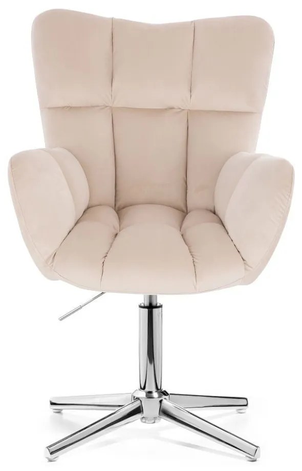 LuxuryForm DESIGN Otočné kreslo AURORA VELUR na striebornom kríži - krémové