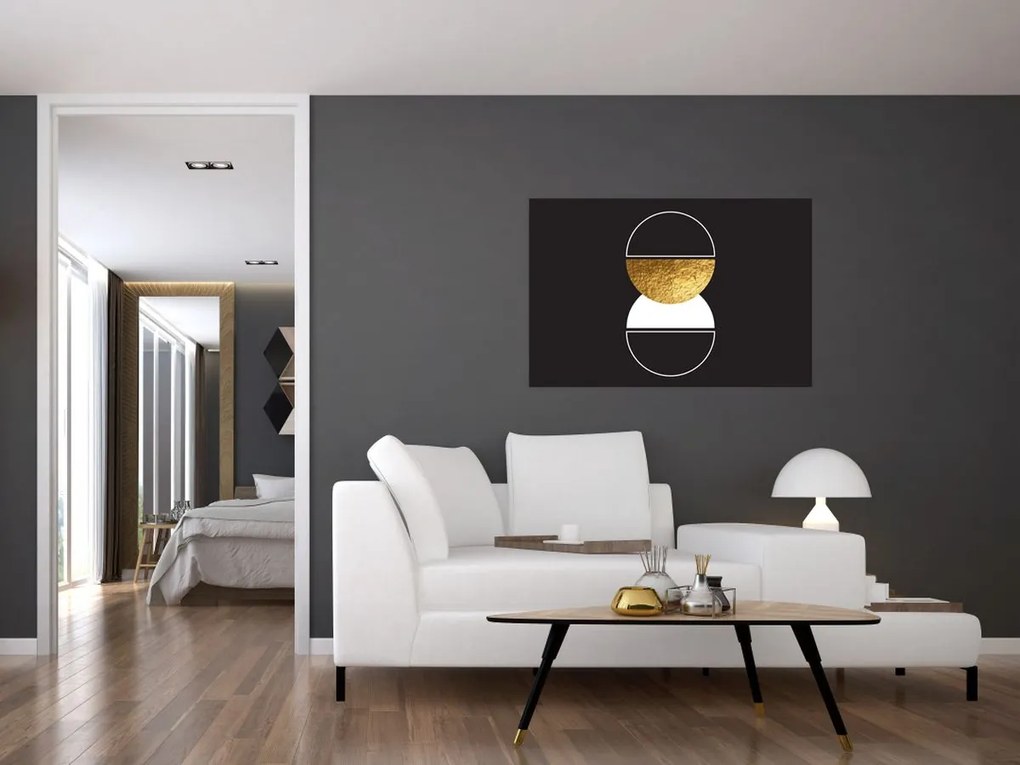 Obraz - Abstrakcia zlatá a čierna N⁰2 (90x60 cm)