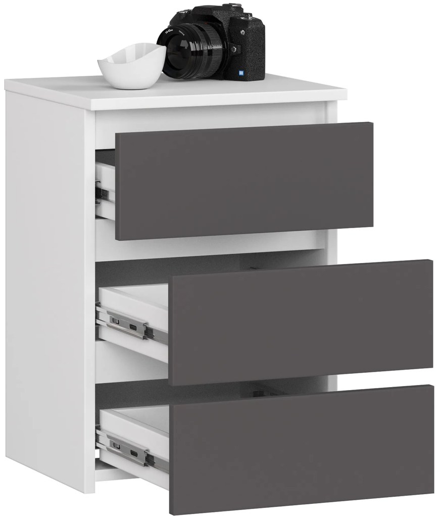 Komoda CL3 40 cm biela/grafitovo sivá