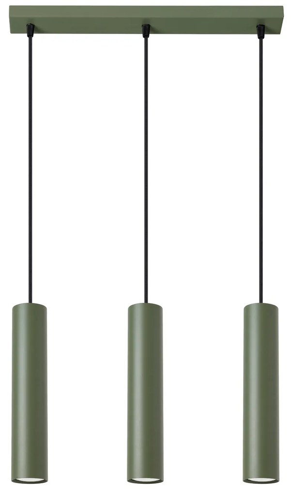 Závesné svietidlo Lagos, 3x olivové kovové tienidlo