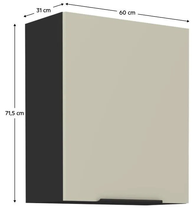 Horná kuchynská skrinka Arikona 60 G 72 1F (kašmír + čierna) . Vlastná spoľahlivá doprava až k Vám domov. 1097047
