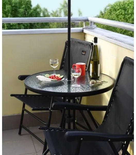 Skladacia záhradná stolička čierna