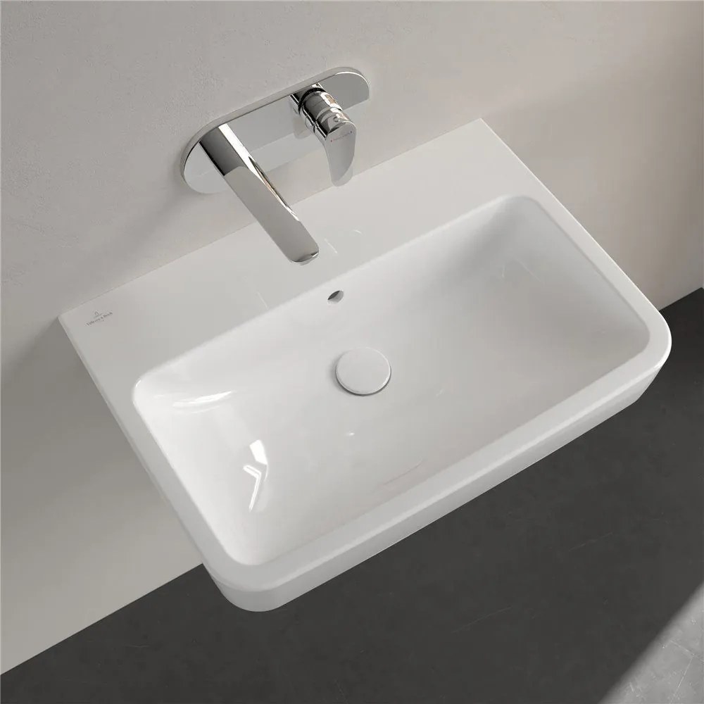 VILLEROY &amp; BOCH O.novo závesné umývadlo bez otvoru (zadná a spodná strana brúsená), s prepadom, 650 x 460 mm, biela alpská, s povrchom CeramicPlus, 4A41KJR1