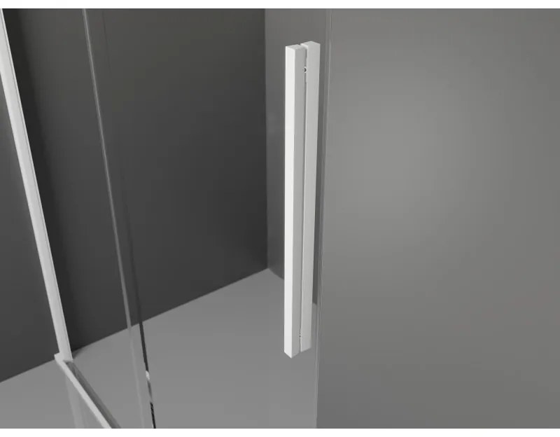Mexen Velar, sprchový kút s posuvnými dverami 150 x 80 cm, 8mm šedé sklo, biela matná, 871-150-080-41-20