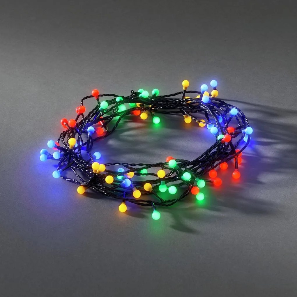 Vnútorná LED vianočná reťaz s guličkami - rôznofarebná, 10m, 80 LED