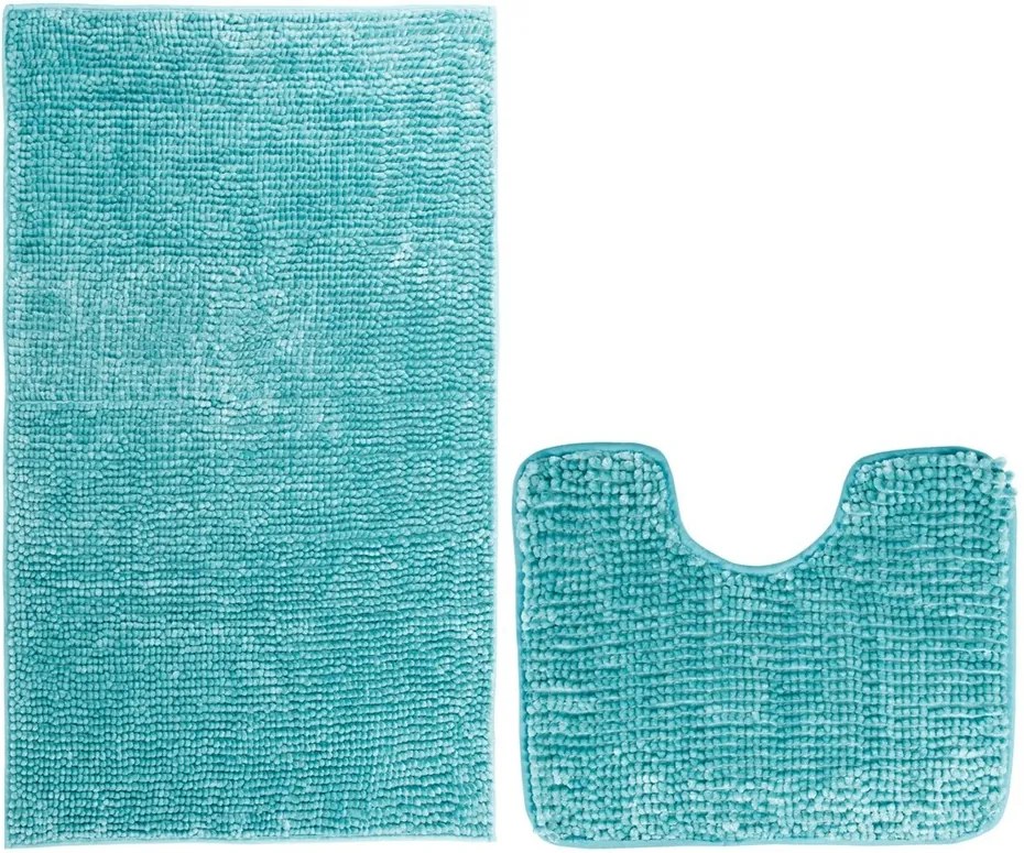 AmeliaHome Sada kúpeľnových predložiek Bati modrá, 2 ks 50 x 80 cm, 40 x 50 cm