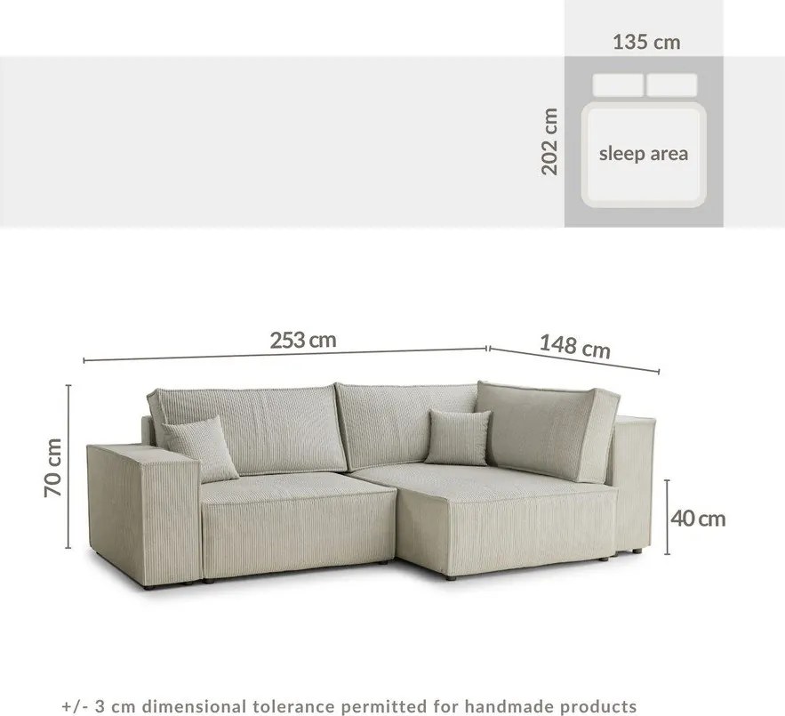 Fialová menčestrová rozkladacia/s úložným priestorom rohová pohovka (pravý roh/do L) Tonga – Maison de Rêve