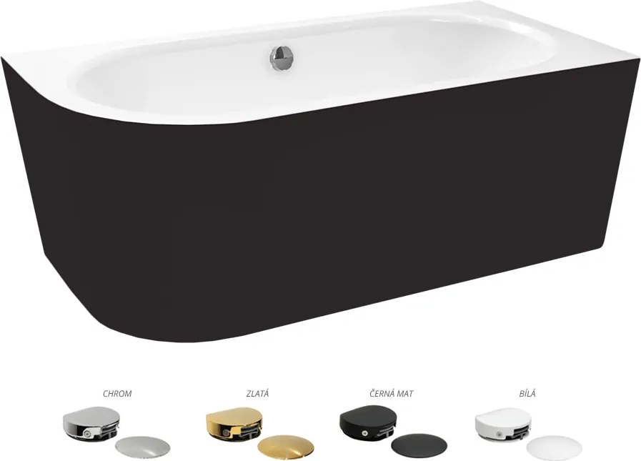 Besco Akrylátová voľne stojaca vaňa Avita A-Line BW Matt CC/NP 150x75 (160x75, 170x75), napúšťanie cez prepad BESCO-Typ výpuste: McAlpine Click-Clack…