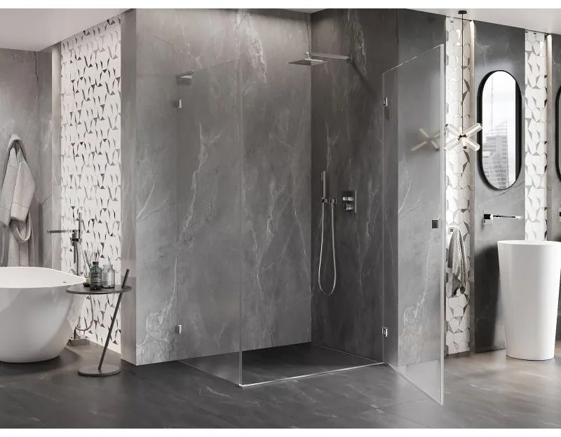 Mexen Lunar-B L pravý výklopný sprchový kút 75 x 70 cm, číre sklo, chrómová, 832L-075-070-01-00-P