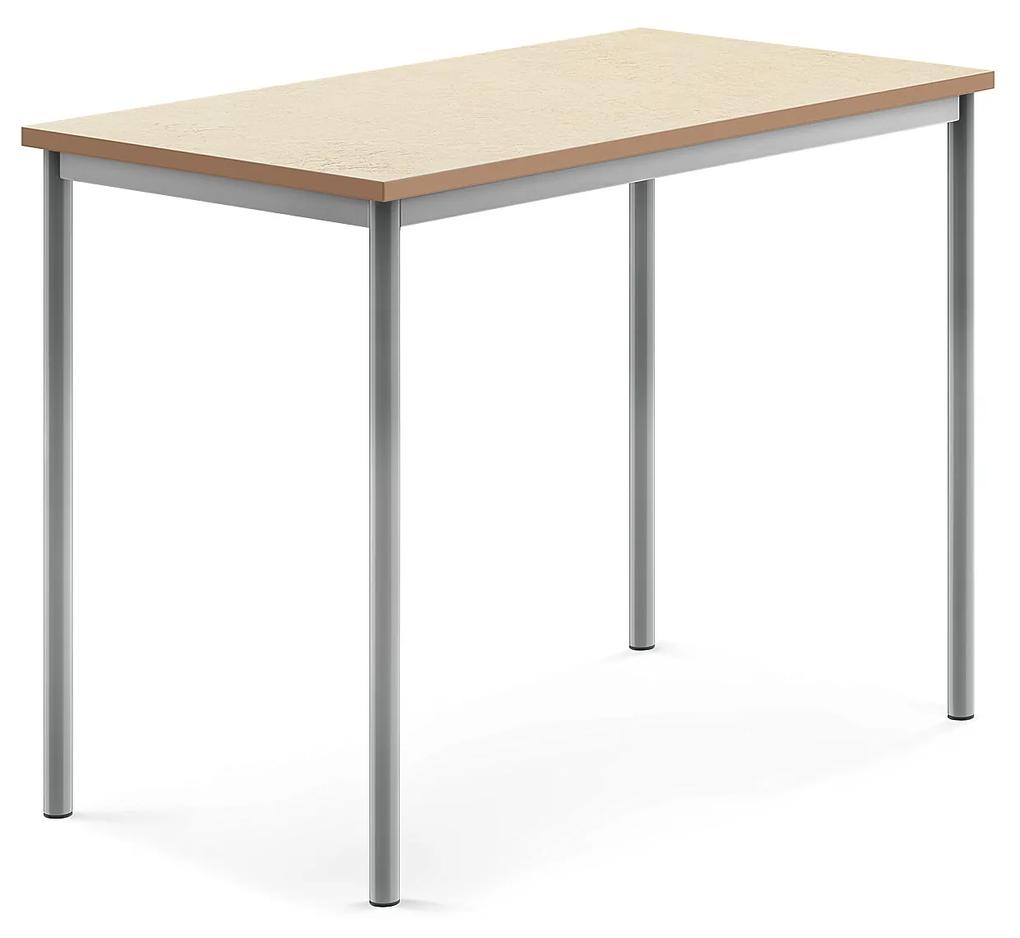 Stôl SONITUS, 1200x700x900 mm, linoleum - béžová, strieborná
