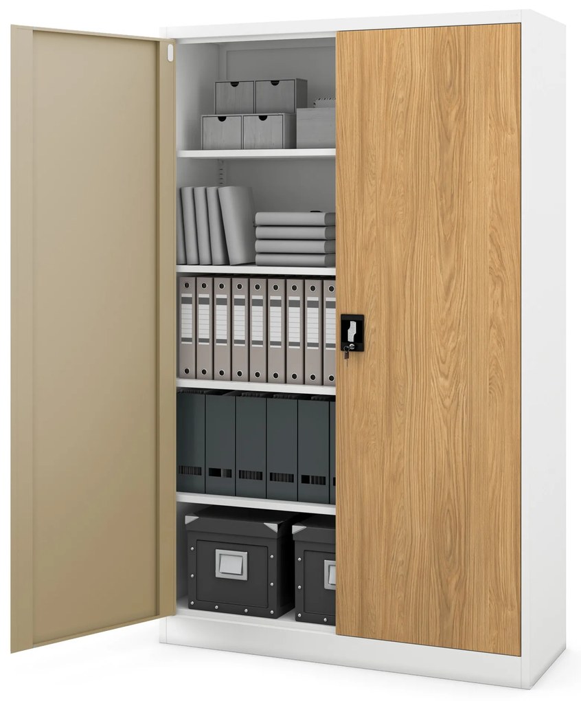 Kovová kancelárska skrinka Biely/ Zlatý dub: Eco Design JAN II