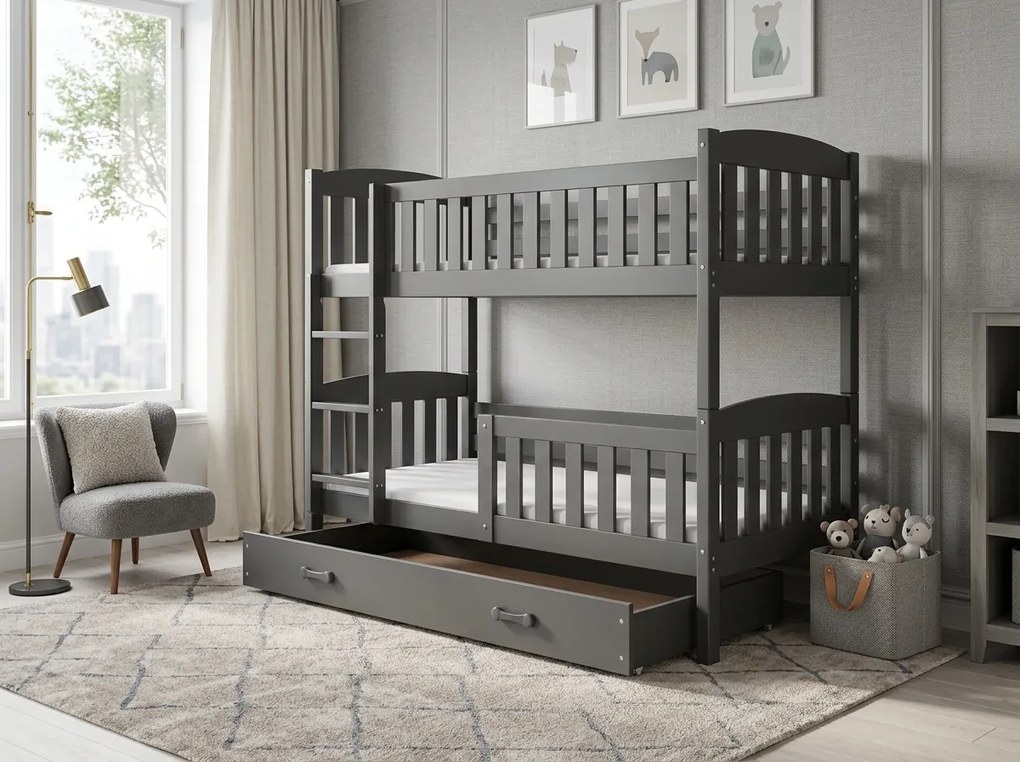 Poschodová posteľ KUBO 200x90 | grafitová