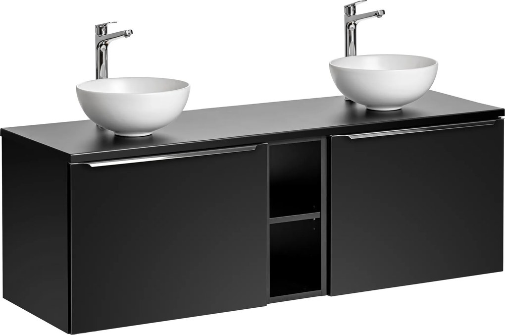 Comad Kúpeľňová skrinka s doskovými umývadlami set Santa Fe Black 140 čierna