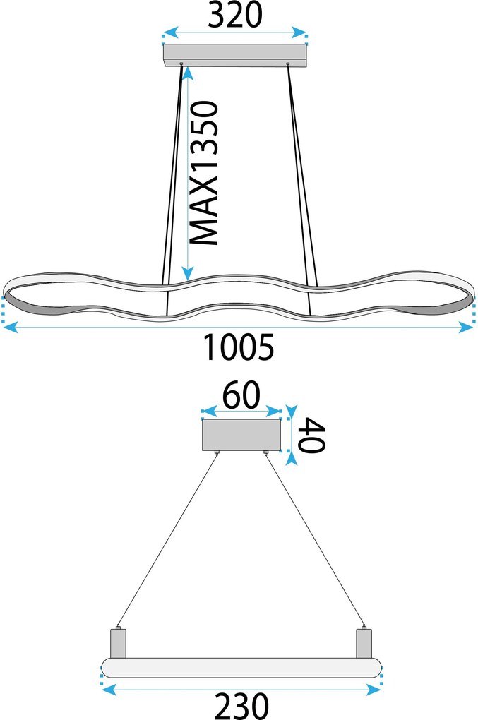 Toolight Toolight, stropné svietidlo 120cm, 24W, 3000K, LHJ027-CP, zlatá lesklá, OSW-50012