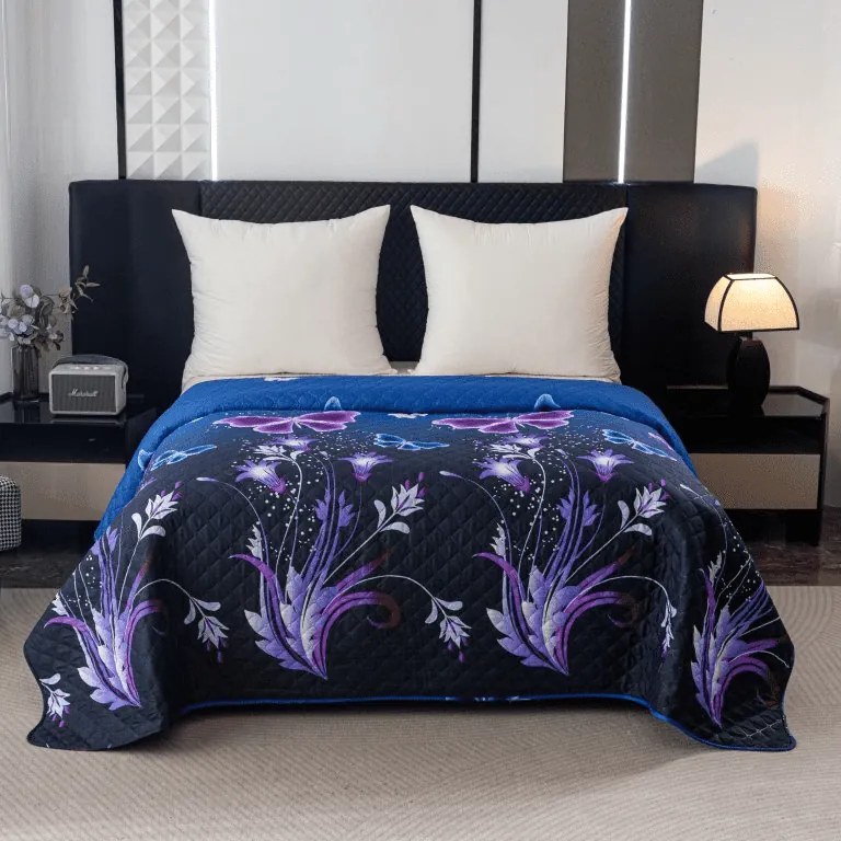 Prehoz na posteľ VIOLET BUTTERFLY, tmavomodrý Rozmer: 170 x 210 cm