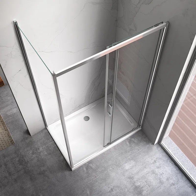 BPS-koupelny Obdĺžnikový sprchovací kút HYD-OK103A 100x80 chróm/transparent + vanička HYD-OSV-ST03A biela